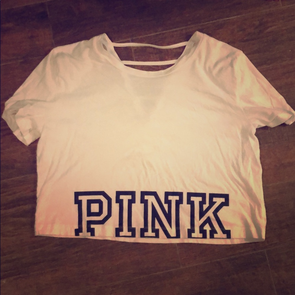 Pink White Crop Top